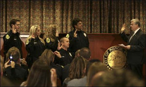 Trish sworn in as Muncie, Indiana Police Officer